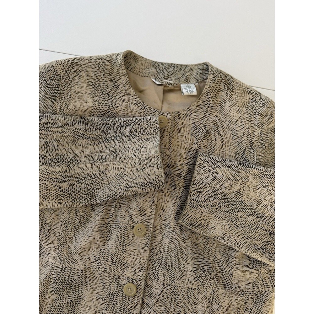 Laura Ashley Jacket Size L leather coat blazer snakeskin collarless